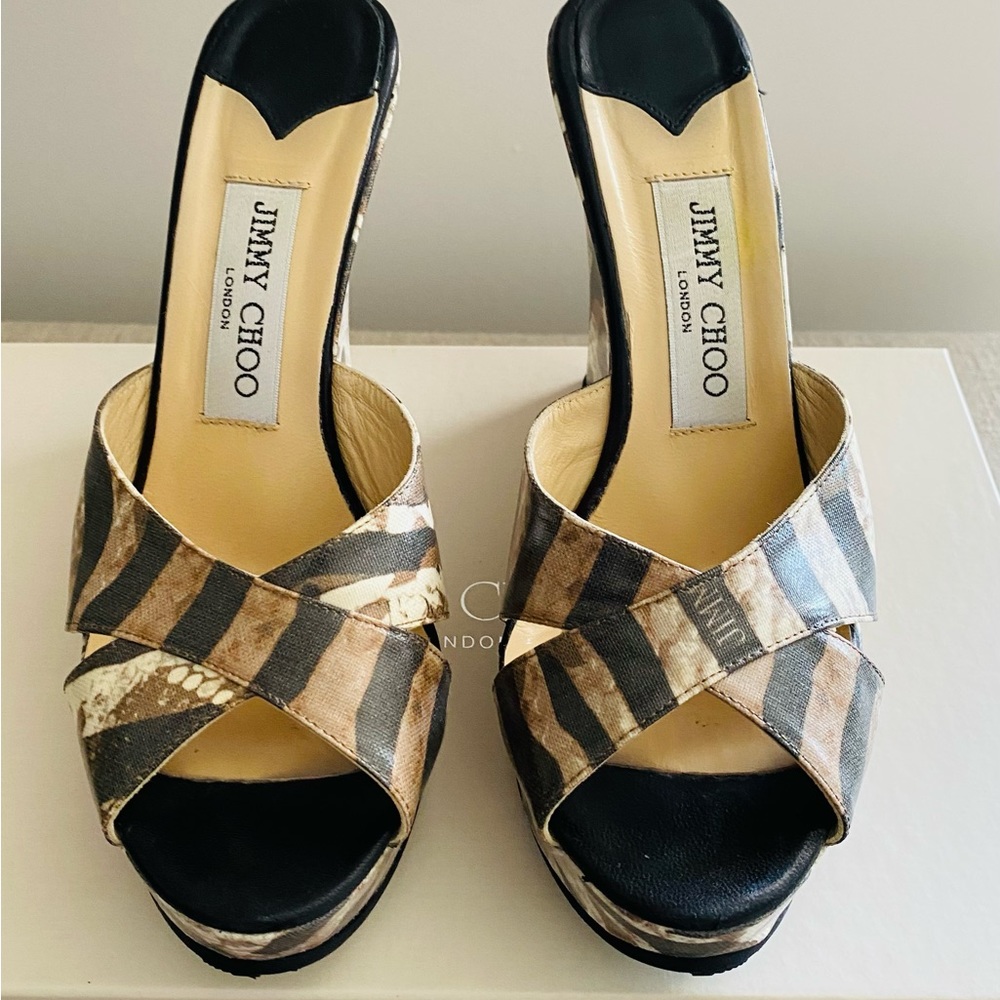 Jimmy Choo Phyllis Python Slide Espadrille Platform Wedge